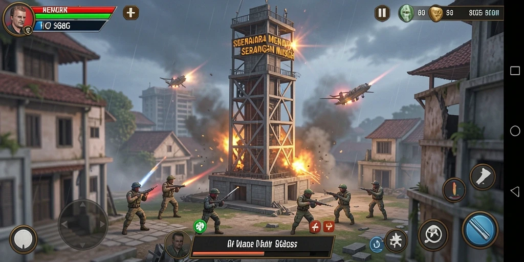 Screenshot gameplay 8G8G menampilkan pertahanan menara yang menakjubkan.