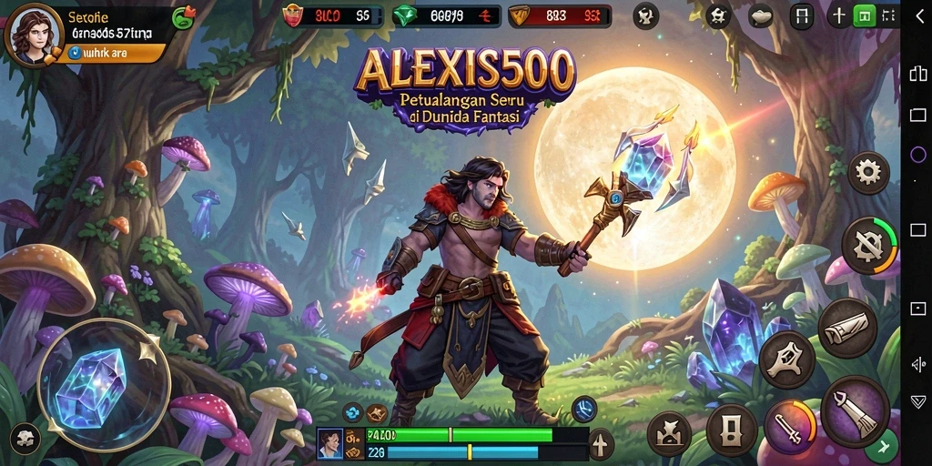 Screenshot ALEXIS500 menampilkan aksi seru dalam petualangan.