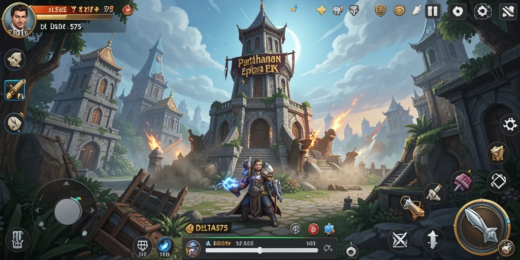 Tampilan menakjubkan dari gameplay DELTA575 di Tower Defense.