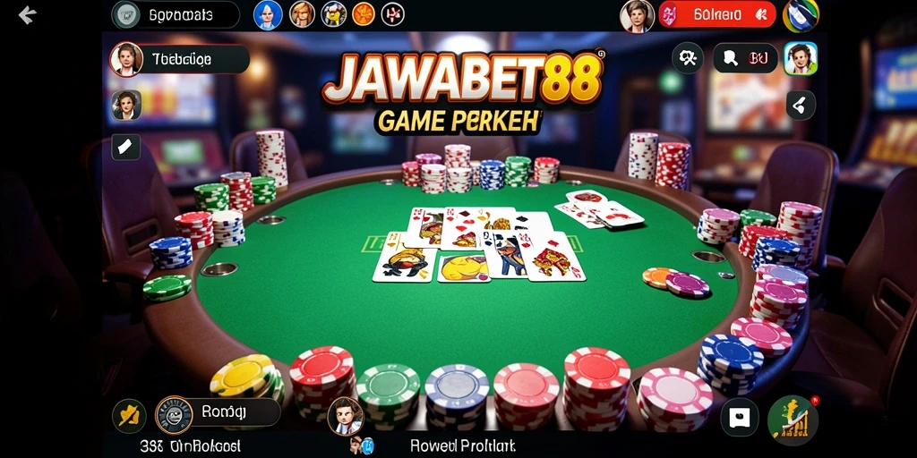 Screenshot utama JAWABET88 menampilkan gameplay poker yang seru dan interaktif.