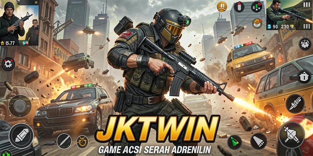 Gameplay JKTWIN yang menegangkan dan seru saat bertarung.