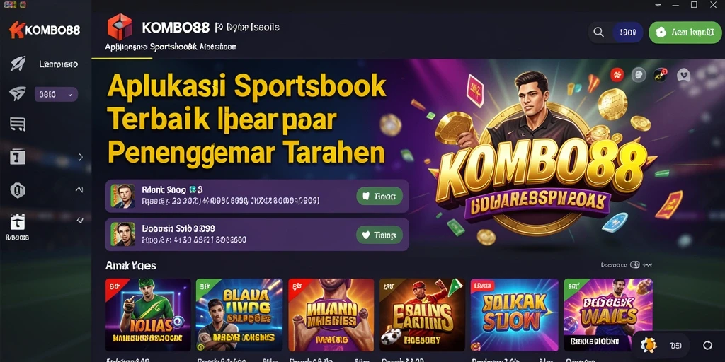 Screenshot KOMBO88 menampilkan fitur taruhan olahraga yang menarik.