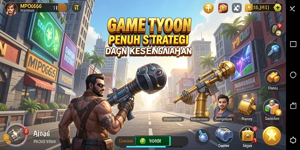 Screenshot utama MPO666 menampilkan gameplay penuh strategi Tycoon.
