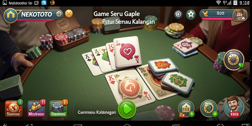 Tampilan seru gameplay Gaple di NEKOTOTO.