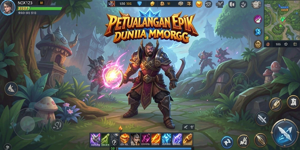Screenshot gameplay NOX123 menampilkan aksi pertempuran yang seru dan mendebarkan.