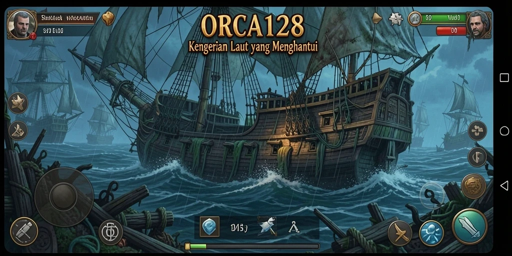 Screenshot gameplay menampilkan suasana gelap dan menyeramkan di dalam lautan.