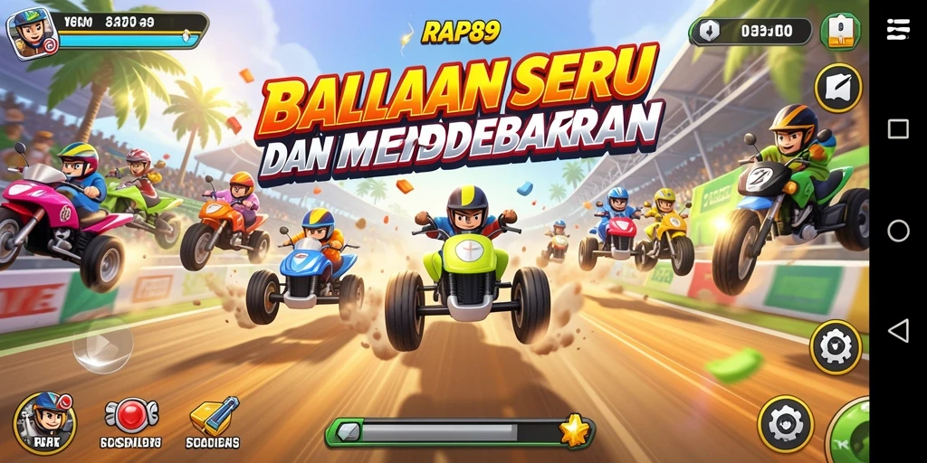 Gameplay menarik dari RAP89 dengan mobil balap yang cepat.